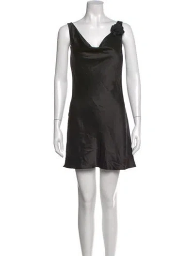 Pre-owned Staud Cowl Neck Mini Dress In Black