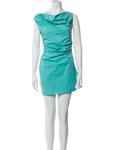 Pre-owned Staud Cowl Neck Mini Dress In Blue