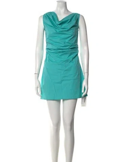 Pre-owned Staud Cowl Neck Mini Dress In Blue