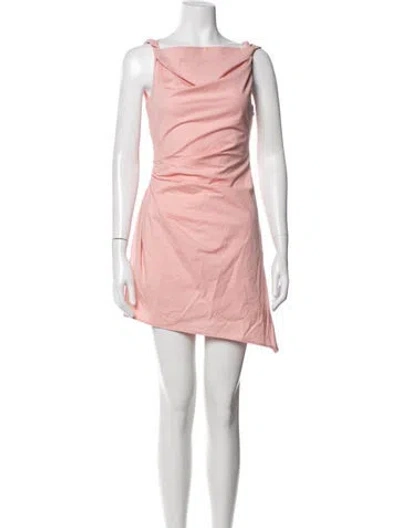 Pre-owned Staud Cowl Neck Mini Dress In Pink