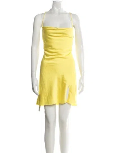 Pre-owned Staud Cowl Neck Mini Dress W/ Tags In Yellow