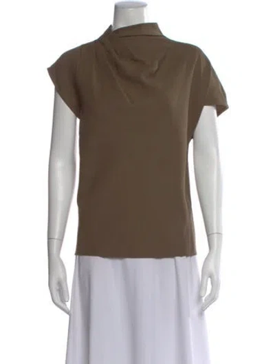 Pre-owned Staud Cowl Neck Short Sleeve Top In Neutral