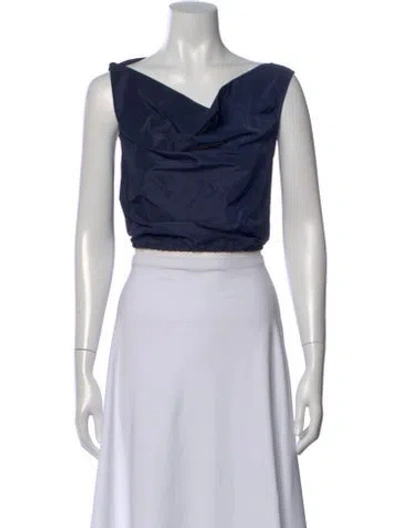 Pre-owned Staud Cowl Neck Sleeveless Crop Top W/ Tags In Black