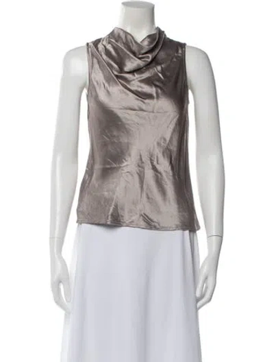 Pre-owned Staud Cowl Neck Sleeveless Top In Silver