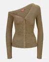 Staud Craftsman Asymmetric Metallic Cardigan In Metallic Gold