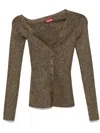 Staud Craftsman Asymmetric Metallic Cardigan In Gold