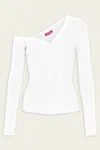 Staud Craftsman One Shoulder Ribbed Cardigan