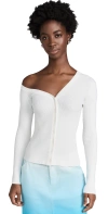 Staud Craftsman One Shoulder Ribbed Cardigan In Ivory