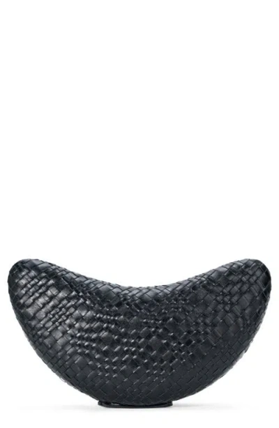 Staud Crescent Woven Clutch Bag In Black