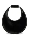 Staud Crescent Moon-shaped Mini Bag In Polished Black Leather In Black