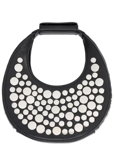 Staud Crescent Studded Leather Shoulder Bag In Black