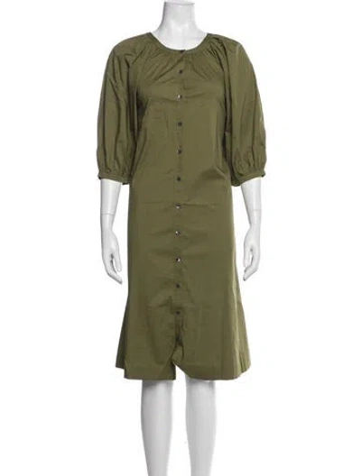 Pre-owned Staud Crew Neck Knee-length Dress In Green
