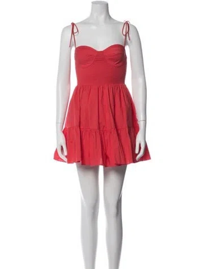 Pre-owned Staud Crew Neck Knee-length Dress In Red