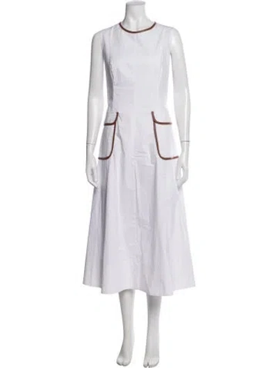 Pre-owned Staud Crew Neck Knee-length Dress In White