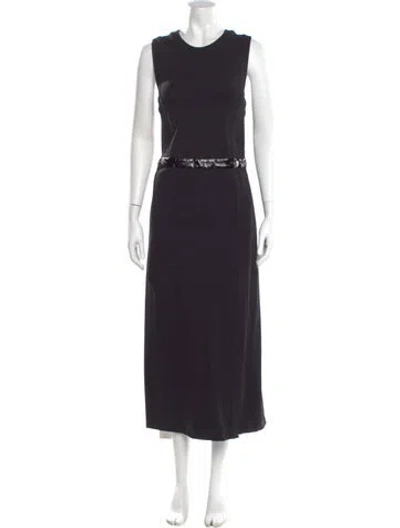 Pre-owned Staud Crew Neck Long Dress In Black