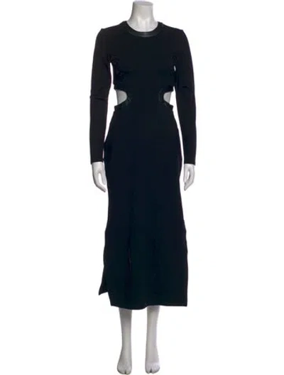 Pre-owned Staud Crew Neck Long Dress In Black