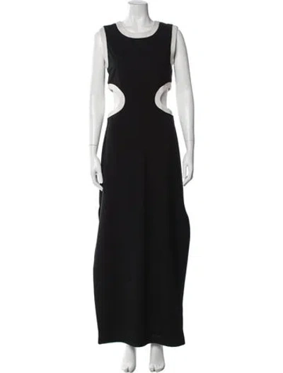 Pre-owned Staud Crew Neck Long Dress In Black
