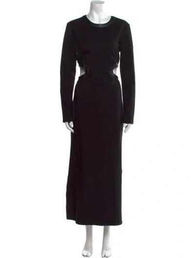 Pre-owned Staud Crew Neck Long Dress In Black