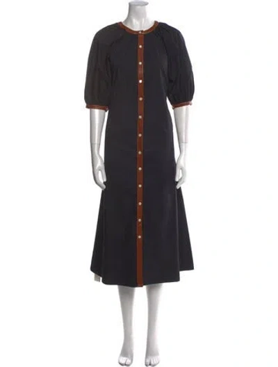 Pre-owned Staud Crew Neck Long Dress In Black