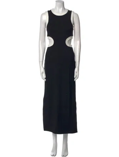 Pre-owned Staud Crew Neck Long Dress In Black