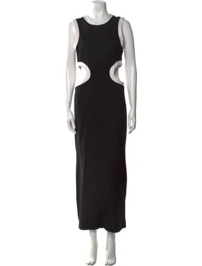 Pre-owned Staud Crew Neck Long Dress In Black