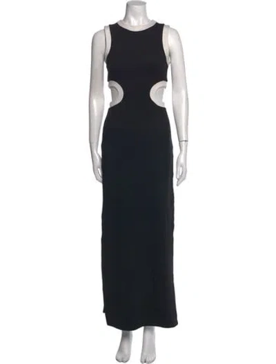 Pre-owned Staud Crew Neck Long Dress In Black