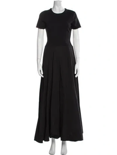 Pre-owned Staud Crew Neck Long Dress In Black
