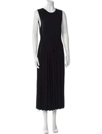 Pre-owned Staud Crew Neck Long Dress In Black