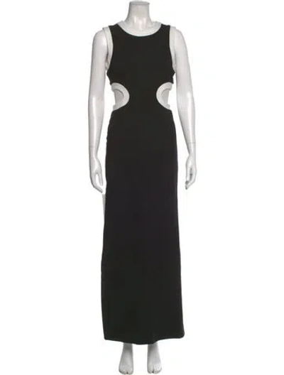 Pre-owned Staud Crew Neck Long Dress In Black