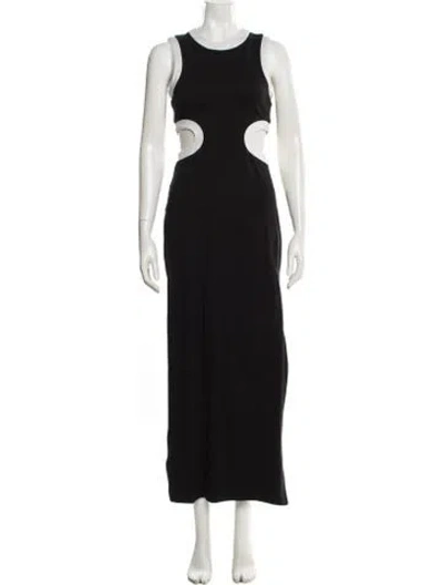 Pre-owned Staud Crew Neck Long Dress In Black