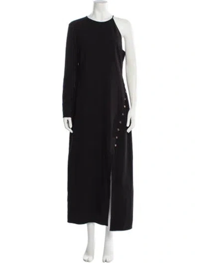 Pre-owned Staud Crew Neck Long Dress In Black
