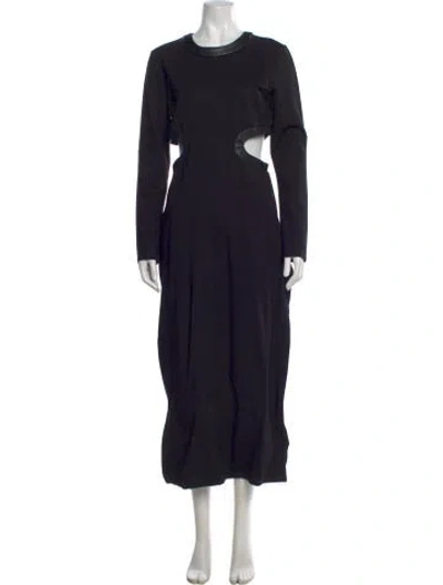 Pre-owned Staud Crew Neck Long Dress In Black