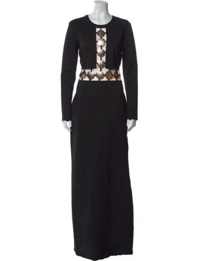Pre-owned Staud Crew Neck Long Dress In Black