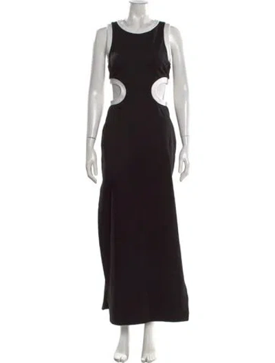 Pre-owned Staud Crew Neck Long Dress In Black