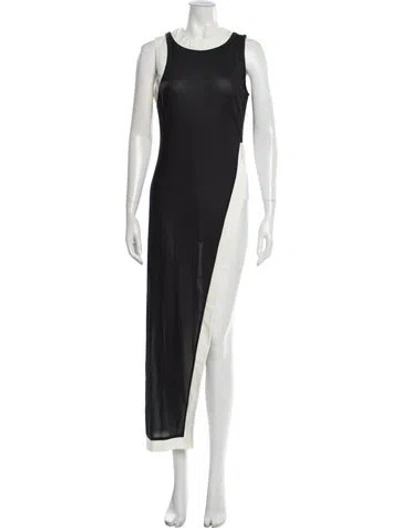 Pre-owned Staud Crew Neck Long Dress In Black