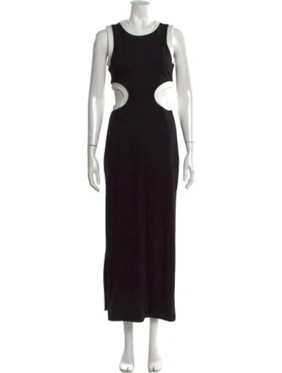 Pre-owned Staud Crew Neck Long Dress In Black