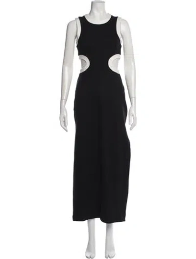 Pre-owned Staud Crew Neck Long Dress In Black