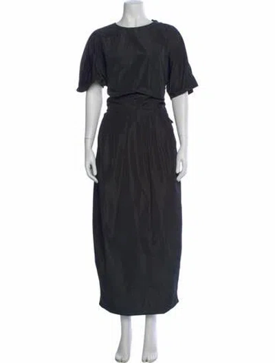 Pre-owned Staud Crew Neck Long Dress In Black