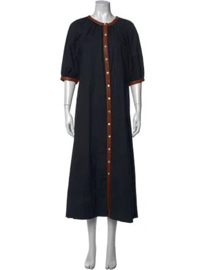 Pre-owned Staud Crew Neck Long Dress In Black