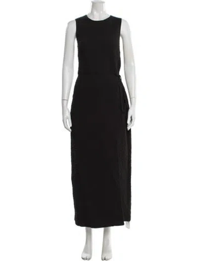 Pre-owned Staud Crew Neck Long Dress In Black