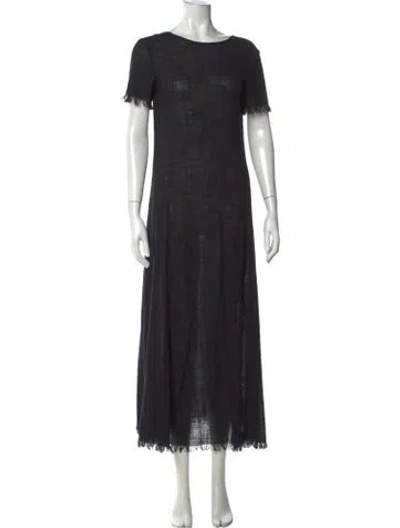 Pre-owned Staud Crew Neck Long Dress In Black