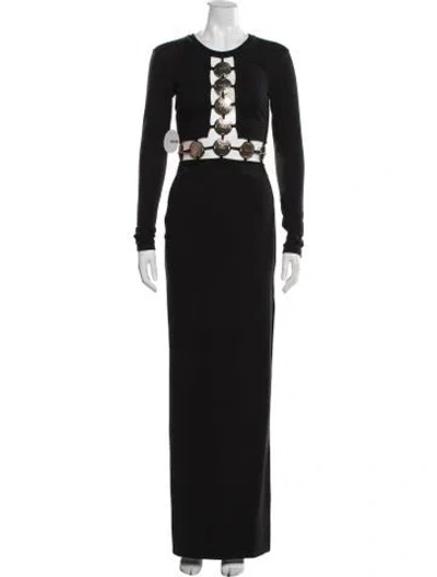 Pre-owned Staud Crew Neck Long Dress In Black