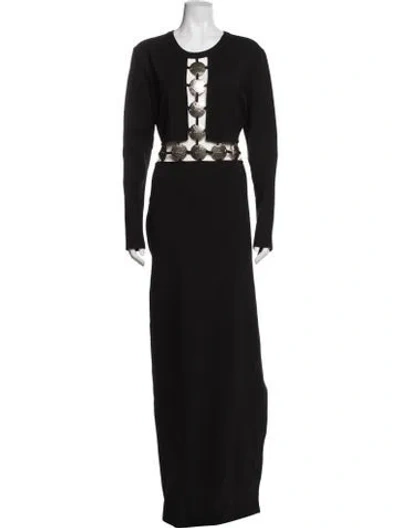 Pre-owned Staud Crew Neck Long Dress In Black