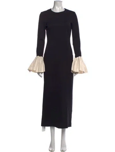 Pre-owned Staud Crew Neck Long Dress In Black/neutrals