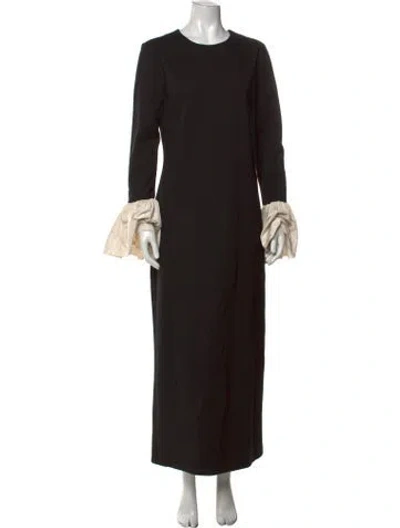 Pre-owned Staud Crew Neck Long Dress In Black/pink