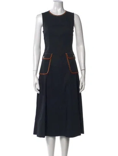 Pre-owned Staud Crew Neck Long Dress In Blue