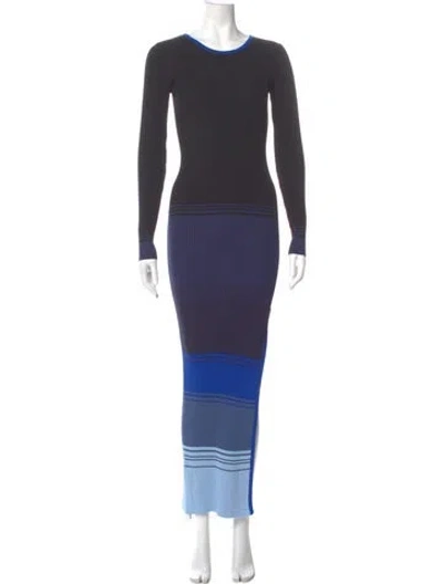 Pre-owned Staud Crew Neck Long Dress In Blue