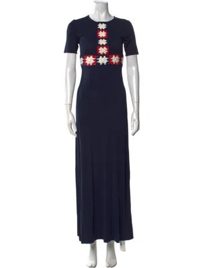 Pre-owned Staud Crew Neck Long Dress In Blue