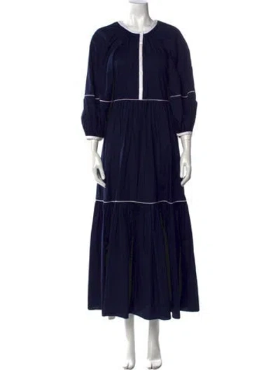 Pre-owned Staud Crew Neck Long Dress In Blue