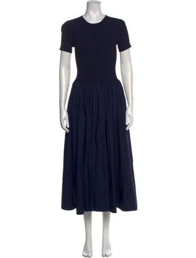 Pre-owned Staud Crew Neck Long Dress In Blue